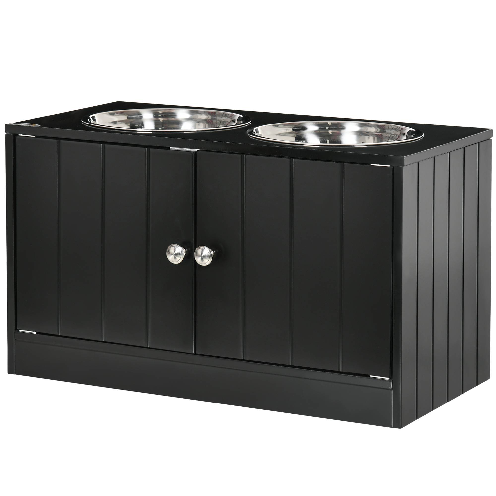 Gamelles chiens surélevées gamelle double chien chat porte-gamelles 60 x 30 x 35,5 cm 2 gamelles 2L acier inox incluses - Image 2