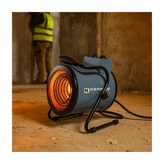 Générateur Air Chaud Electrique Portable 3000W - Chauffage Soufflant Chantier Ventilation Thermostat Atelier Garage Kemper - Image 2