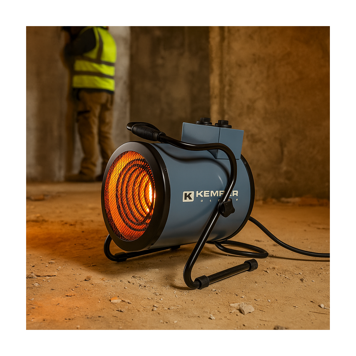 Générateur Air Chaud Electrique Portable 3000W - Chauffage Soufflant Chantier Ventilation Thermostat Atelier Garage Kemper - Image 2