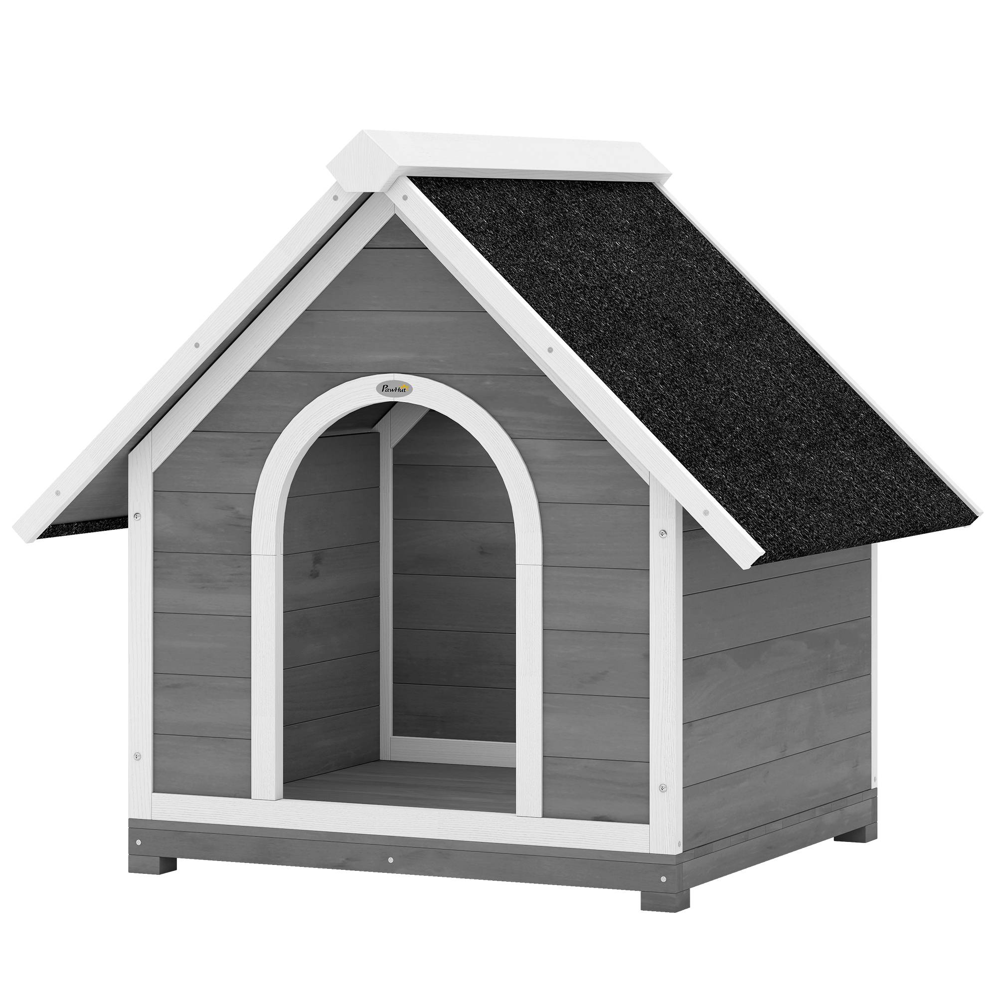 Sans Marque - Niche pour Chien Extérieur Maison pour Chien Corps Entièrement Ouvrant pour Nettoyage Facile 84x101x86 cm Gris et Blanc - Image 2