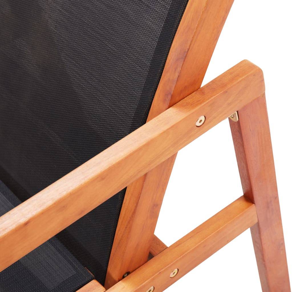 Vidaxl - Chaise de jardin Noir Bois d'eucalyptus solide et textilène vidaXL 48701 - Image 5