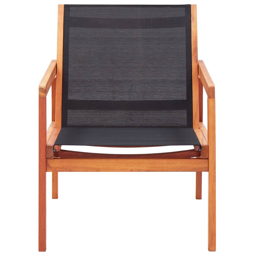 Vidaxl - Chaise de jardin Noir Bois d'eucalyptus solide et textilène vidaXL 48701 - Image 2