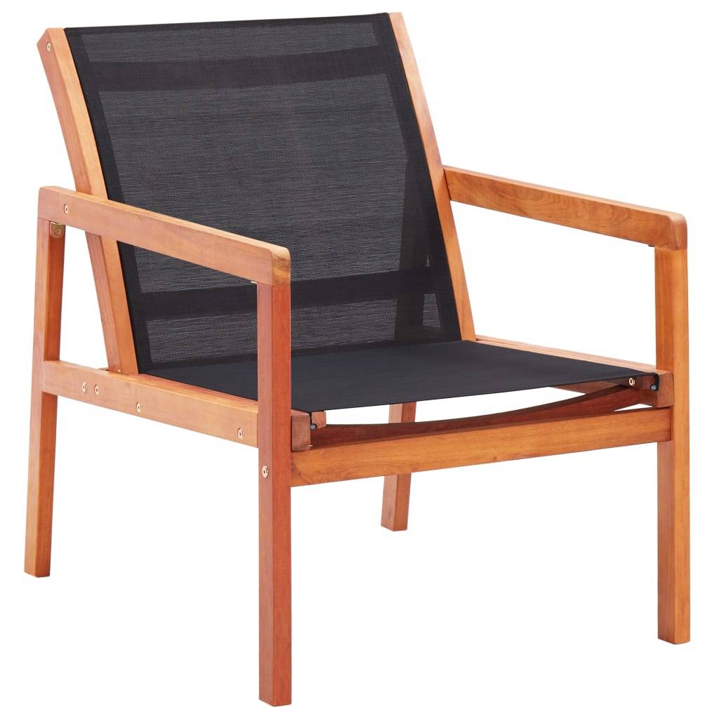Vidaxl - Chaise de jardin Noir Bois d'eucalyptus solide et textilène vidaXL 48701 - Image 1