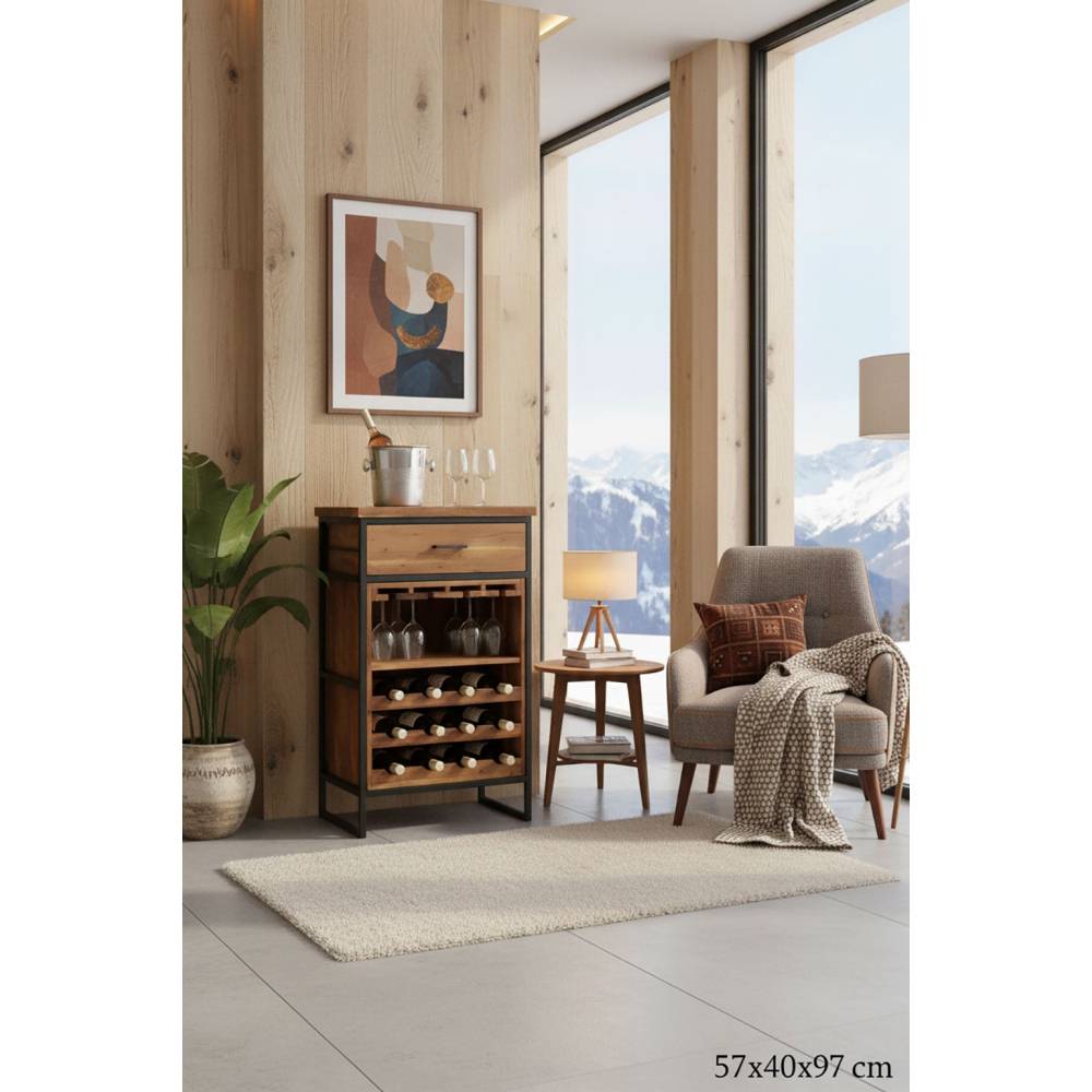 Aubry Gaspard - Meuble bar en bois recyclé - Image 2
