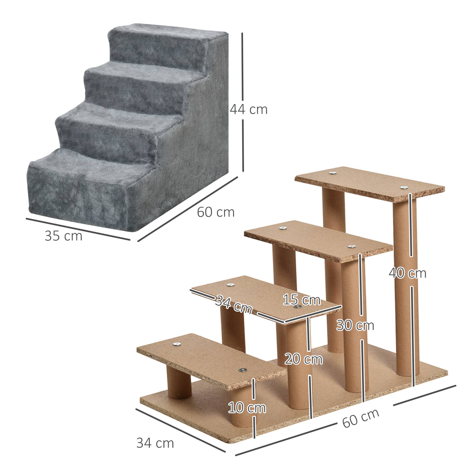 Escalier chien 4 marches 44 cm haut, petits chiens, rampe, housse lavable, lit, canapé, gris clair - Image 5