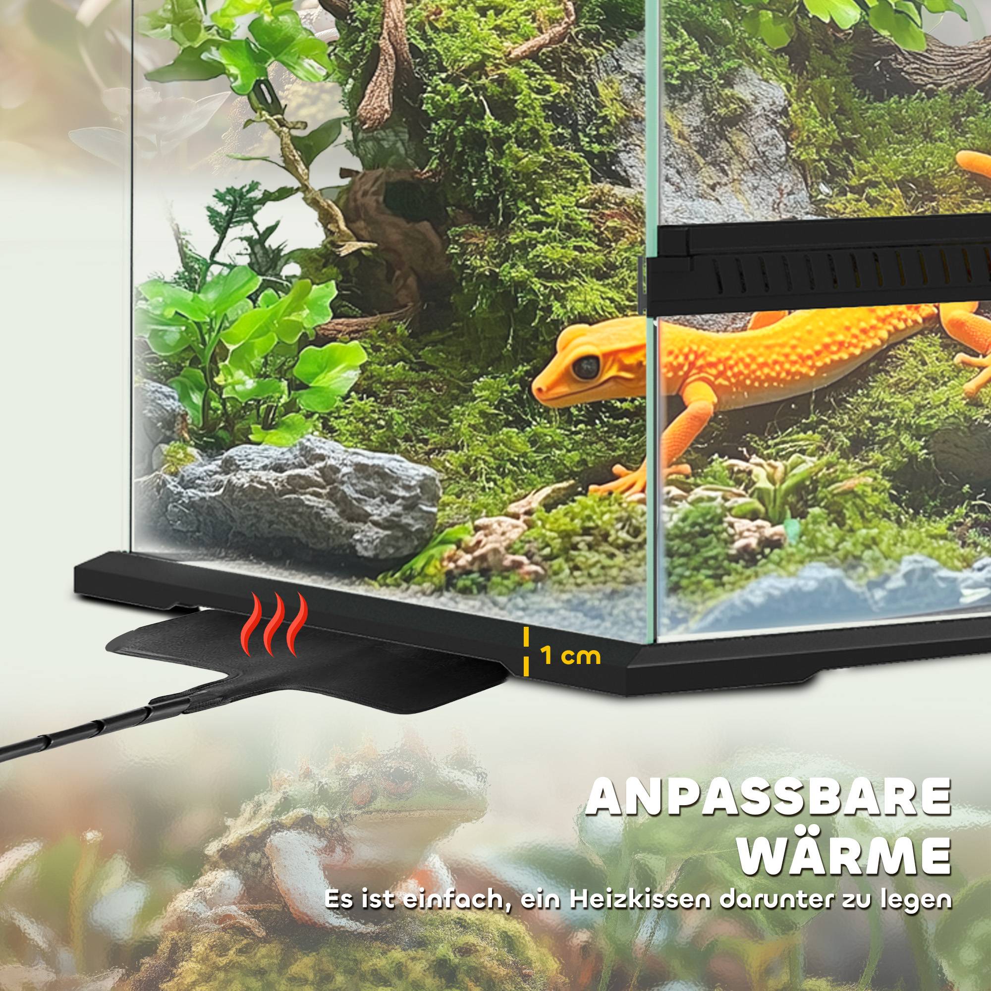 ComfortXL - Terrarium reptiles en verre trempé 45 x 45 x 60 cm noir 120 L ventilé verrouillable avec gestion des câbles - Image 7