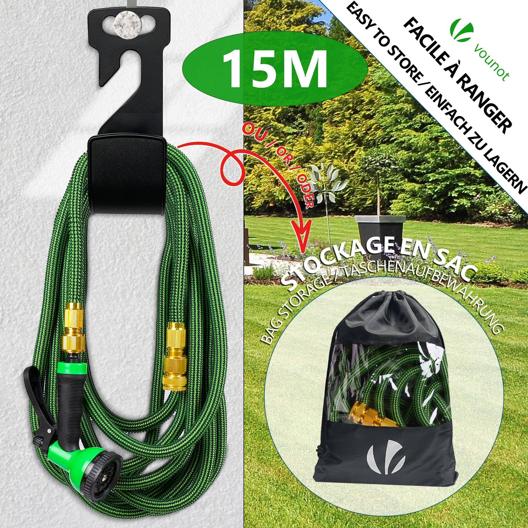 Tuyau d’Arrosage Extensible 15m Renforce avec Accessoires vert - Image 5