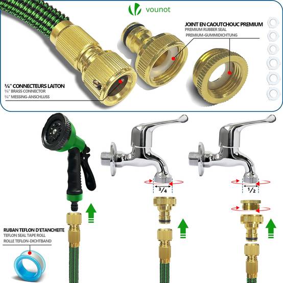 Tuyau d’Arrosage Extensible 15m Renforce avec Accessoires vert - Image 4