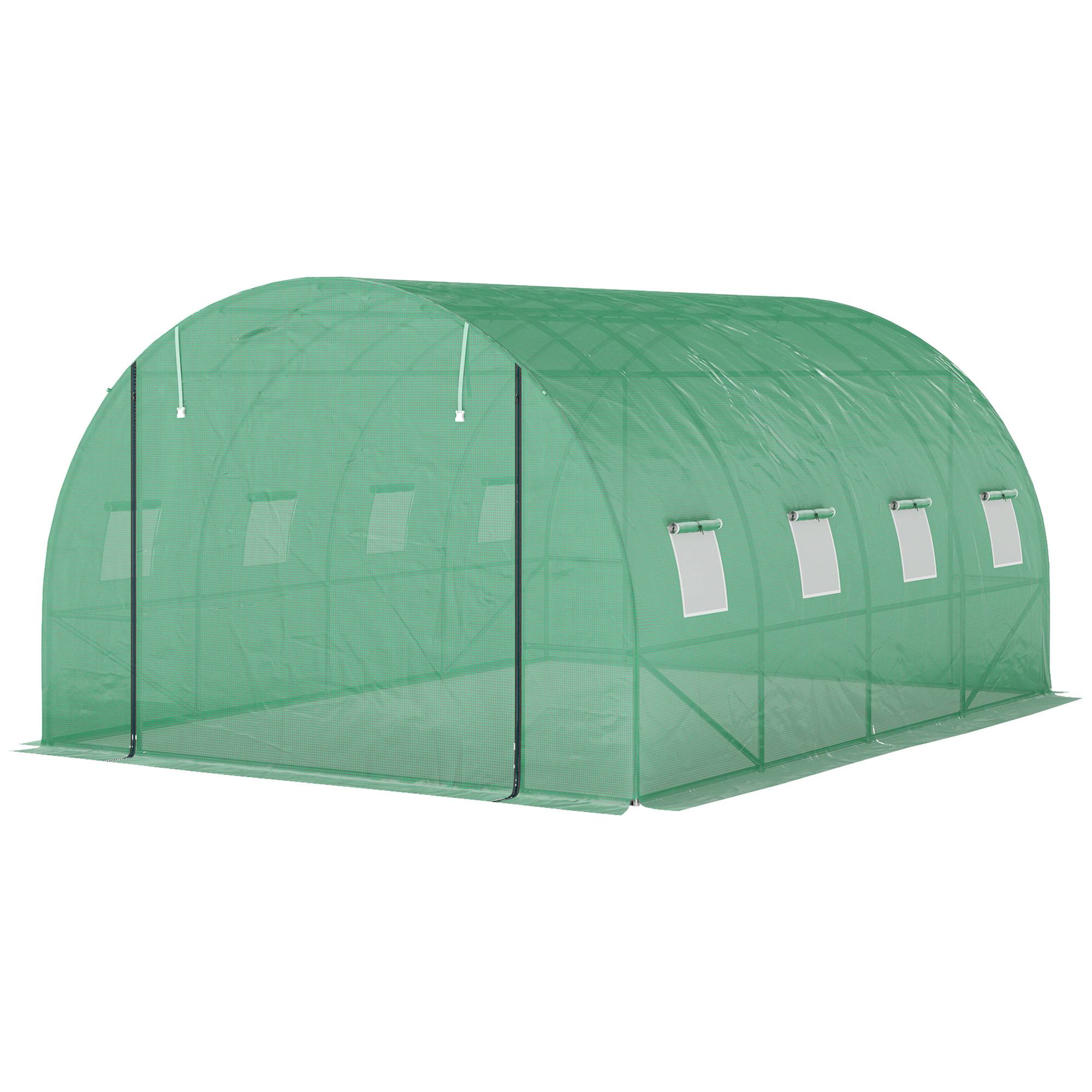 Sans Marque - Serre tunnel jardin 4x2 m acier galvanisé PE porte enroulable grandes fenêtres serre potager verte extérieure - Image 2