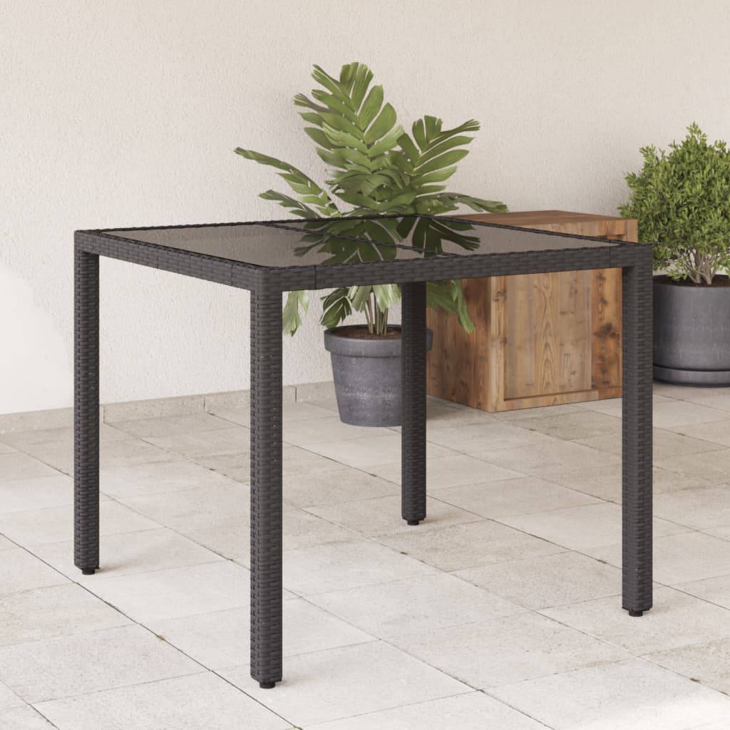 Table de jardin - Table Extérieure - Table De Patio dessus en verre Noir 90x90x75 cm Résine tressée-JU13762 - Image 2