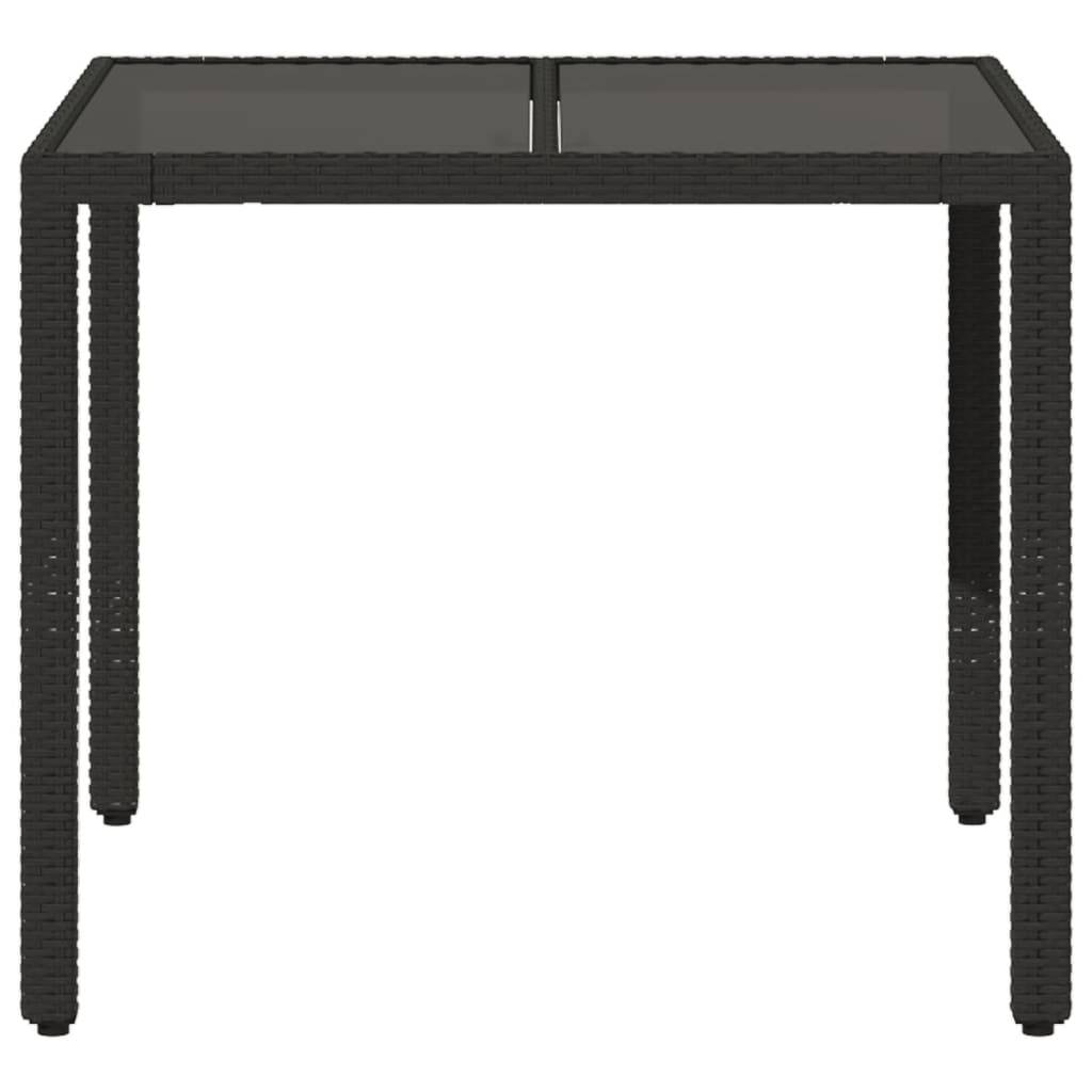 Table de jardin - Table Extérieure - Table De Patio dessus en verre Noir 90x90x75 cm Résine tressée-JU13762 - Image 4