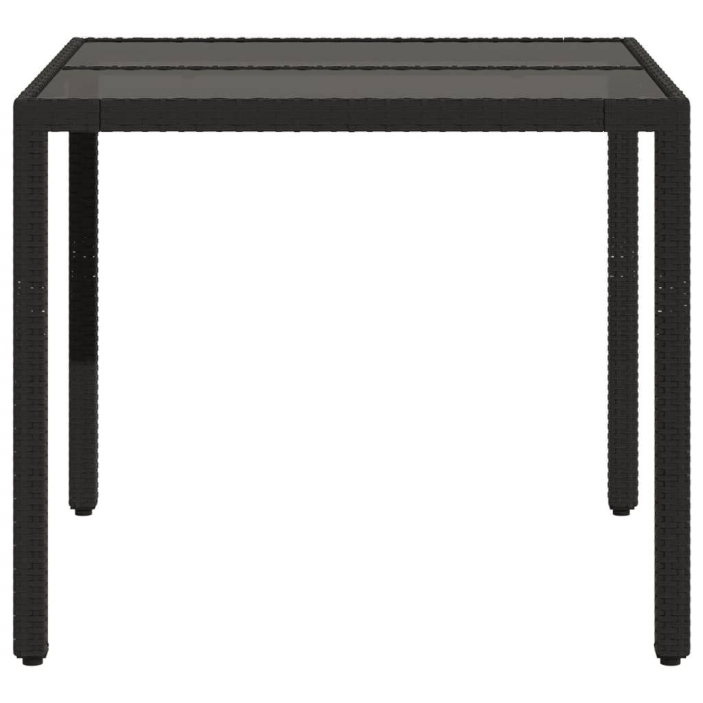 Table de jardin - Table Extérieure - Table De Patio dessus en verre Noir 90x90x75 cm Résine tressée-JU13762 - Image 5