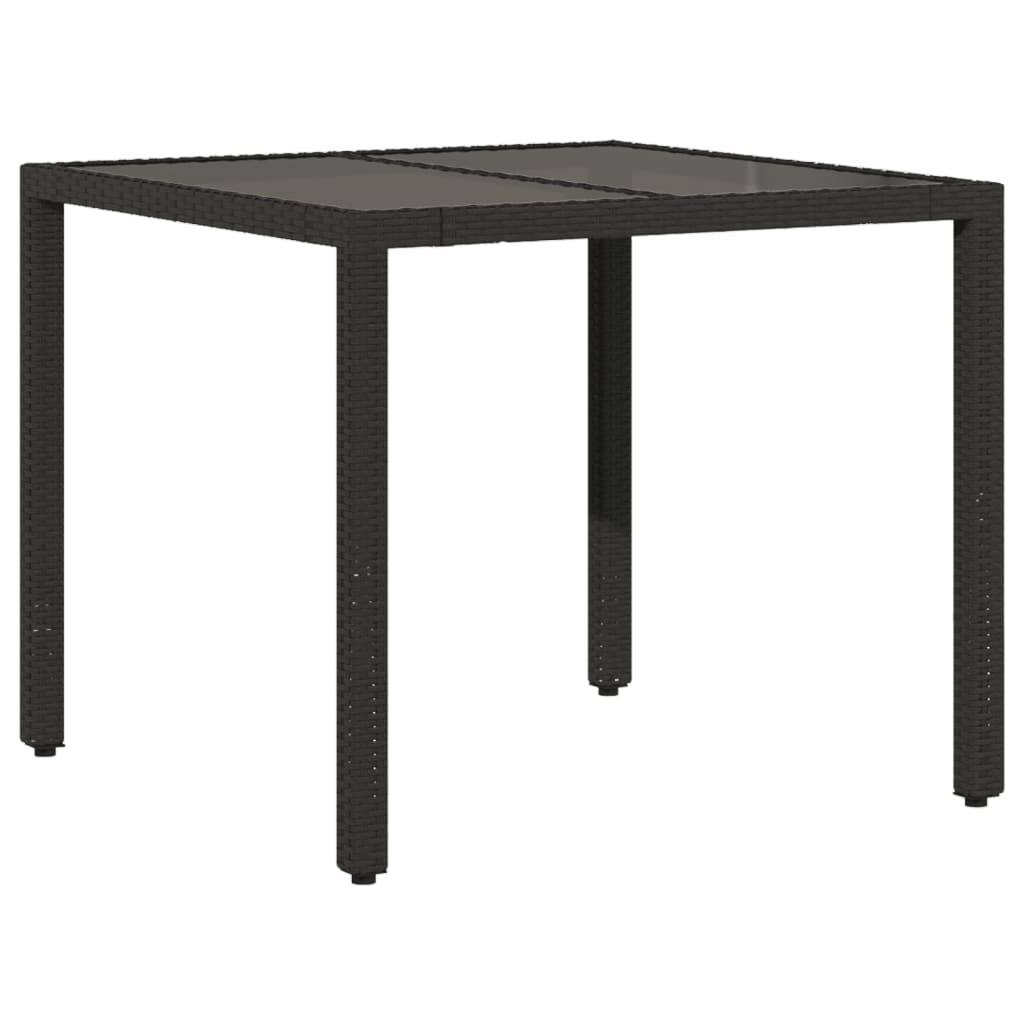 Table de jardin - Table Extérieure - Table De Patio dessus en verre Noir 90x90x75 cm Résine tressée-JU13762 - Image 1