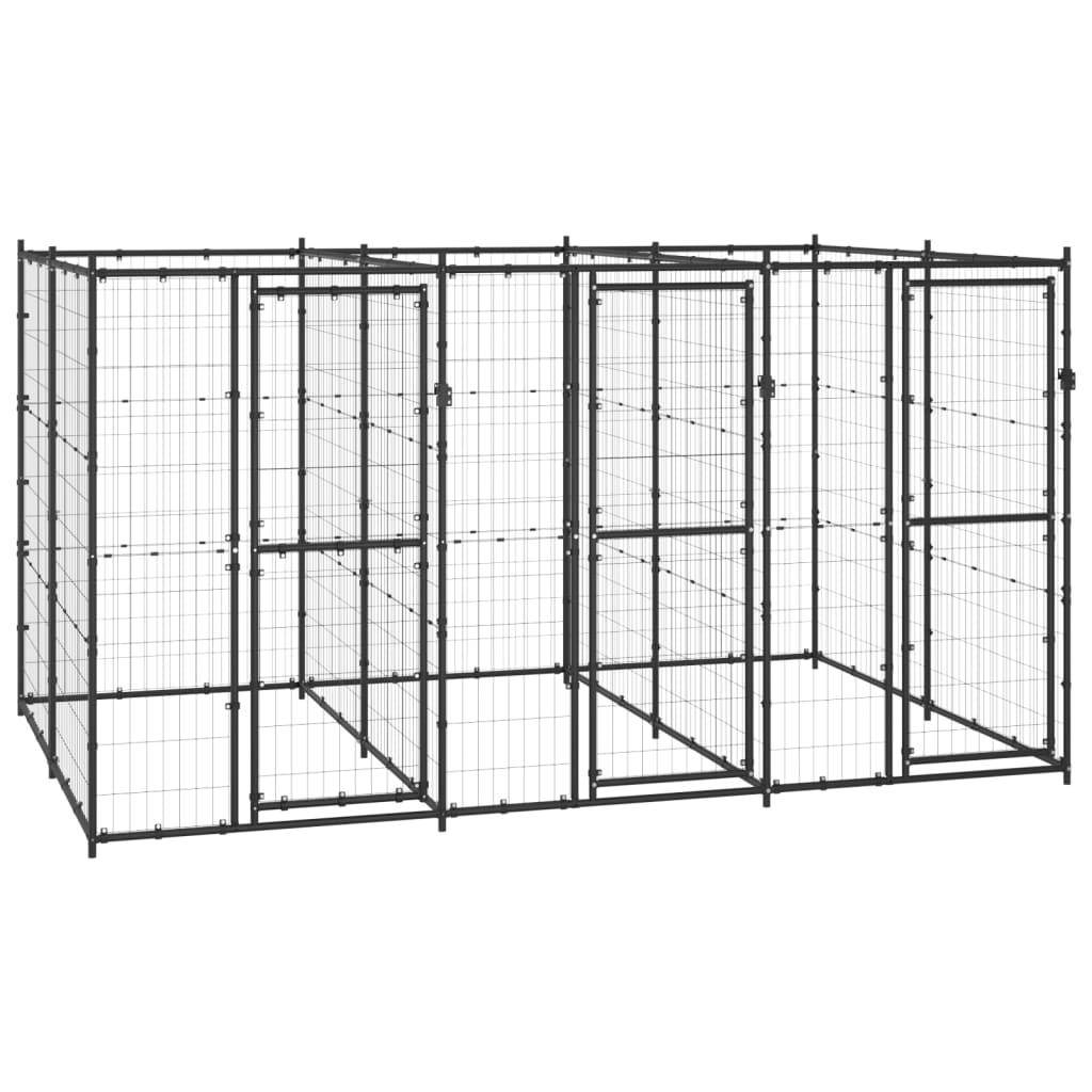 Helloshop26 - Chenil extérieur cage enclos parc animaux chien extérieur acier 7,26 m² - Image 1