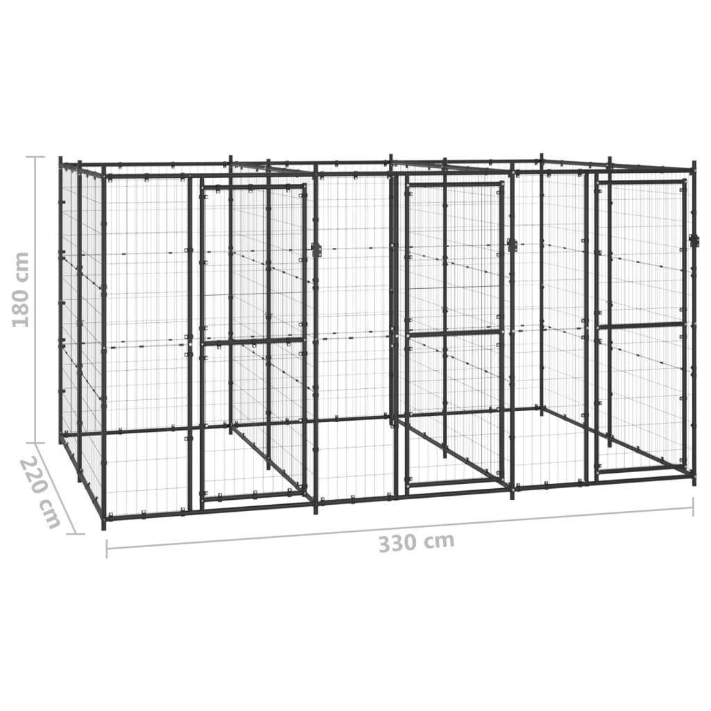 Helloshop26 - Chenil extérieur cage enclos parc animaux chien extérieur acier 7,26 m² - Image 2