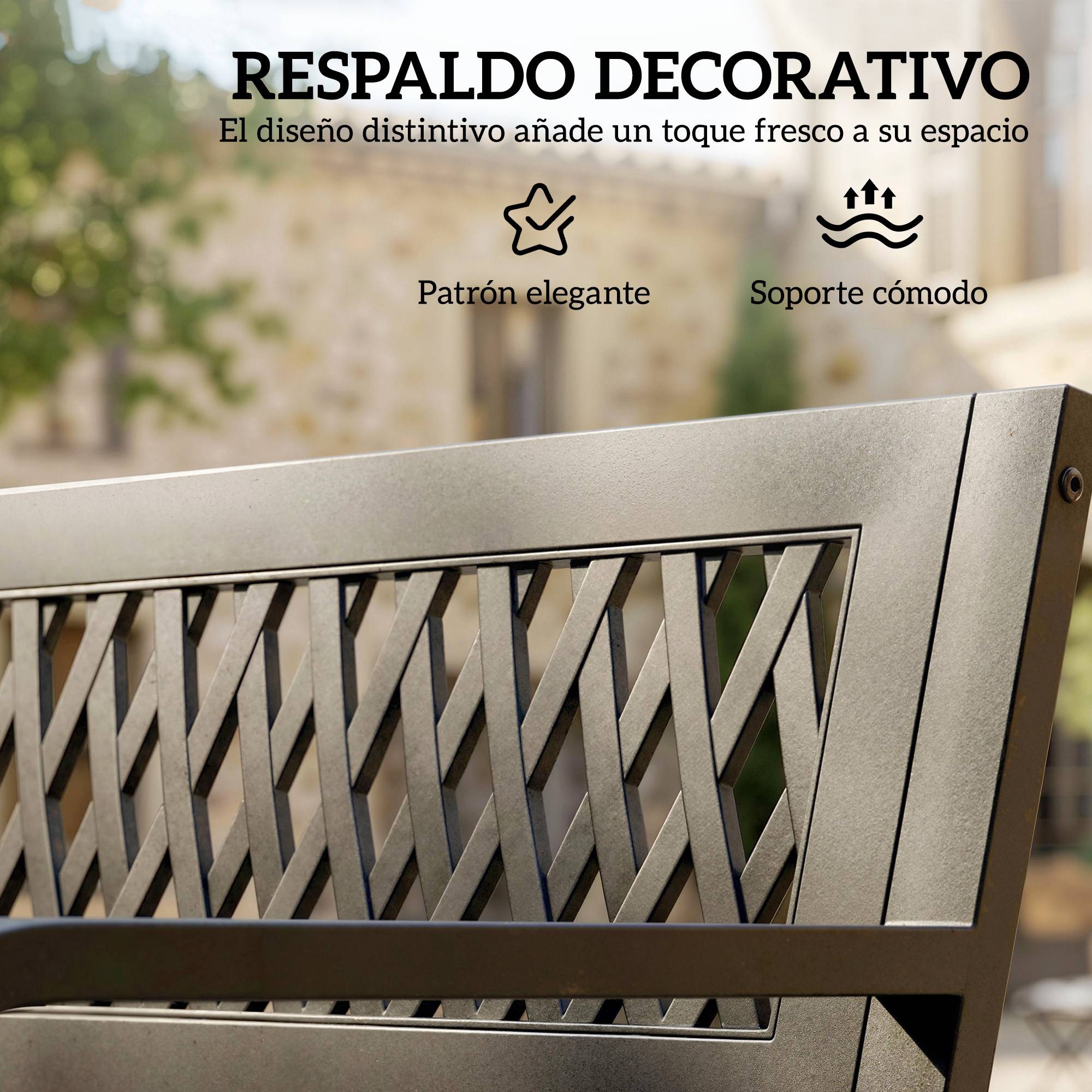 ComfortXL - Banc de jardin acier plastique 2 places patio dossier minimaliste 119x50x75 cm noir - ComfortXL Outdoor Living - Image 8