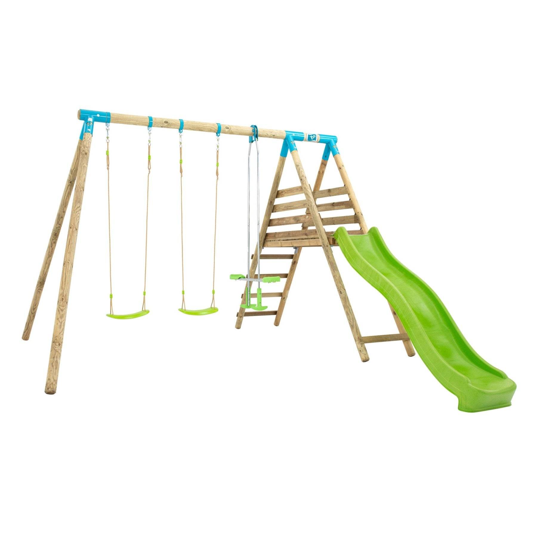 Tp Toys - Station JASMIN 2 balançoires - vis-à-vis - toboggan - kit d'ancrage - bois FSC® h243 cm - Image 1