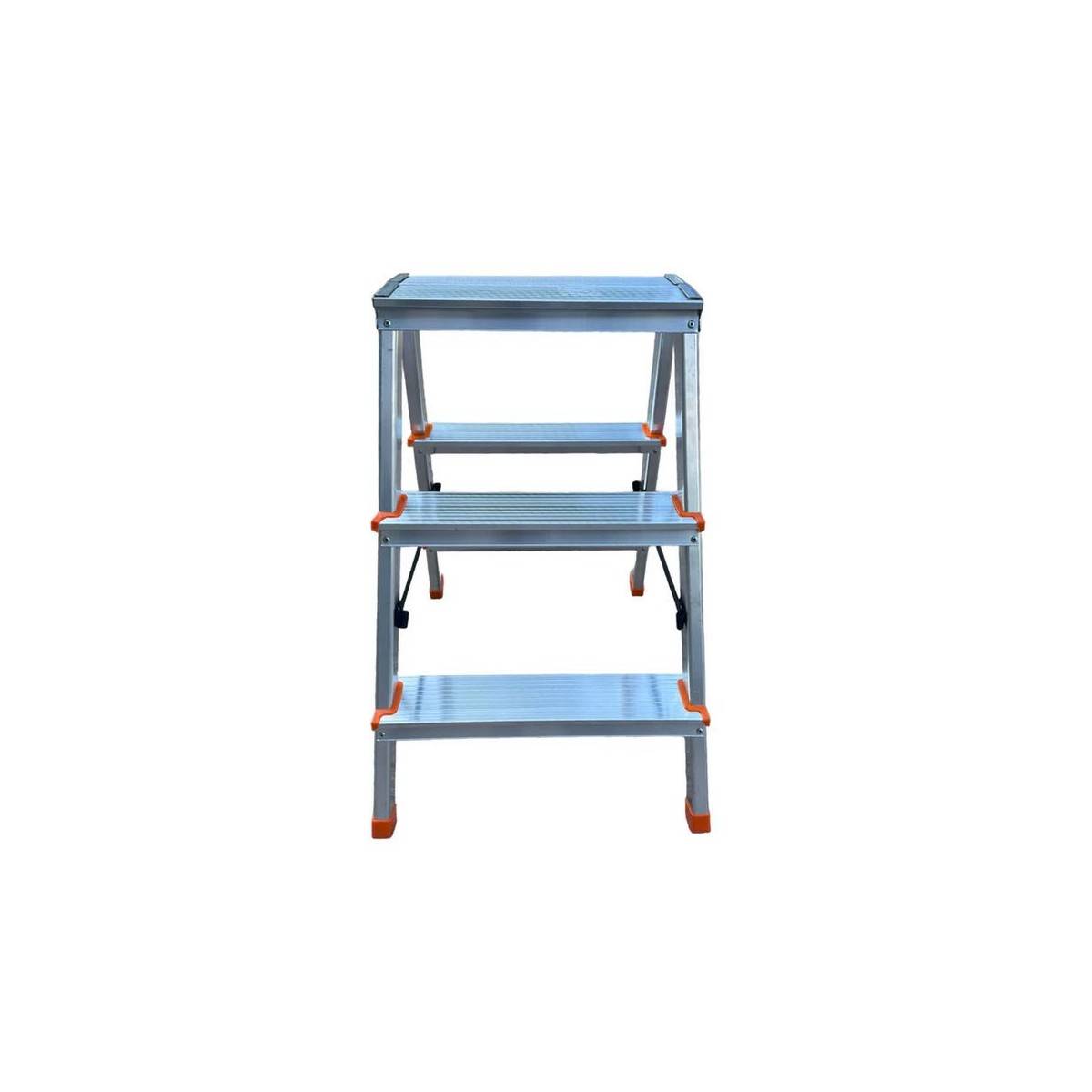 Escabeau 3 marches Marche-pied Aluminium Charge 125 kg Pliable Pieds anti-dérapants BRIXO - Image 6