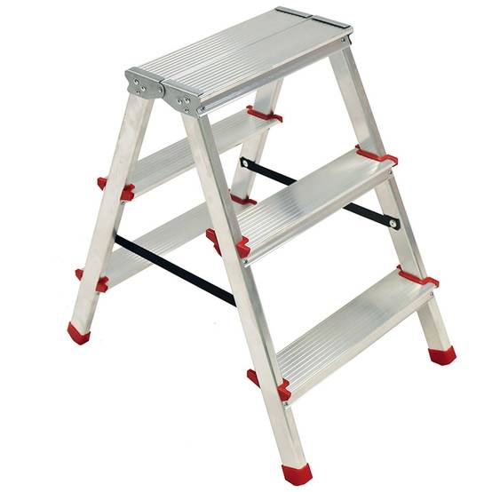 Escabeau 3 marches Marche-pied Aluminium Charge 125 kg Pliable Pieds anti-dérapants BRIXO - Image 1