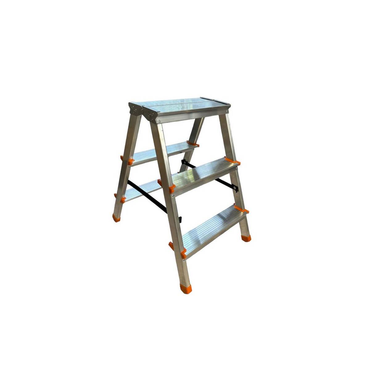 Escabeau 3 marches Marche-pied Aluminium Charge 125 kg Pliable Pieds anti-dérapants BRIXO - Image 2