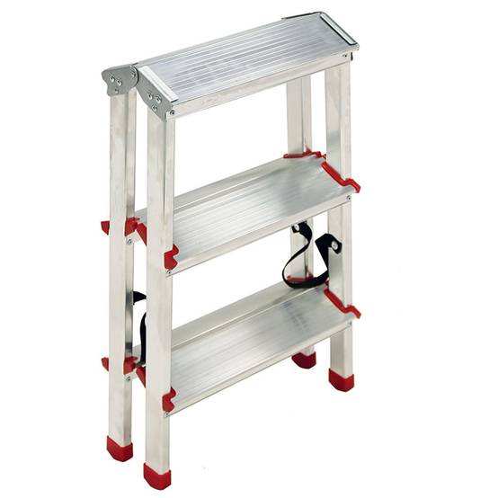 Escabeau 3 marches Marche-pied Aluminium Charge 125 kg Pliable Pieds anti-dérapants BRIXO - Image 4