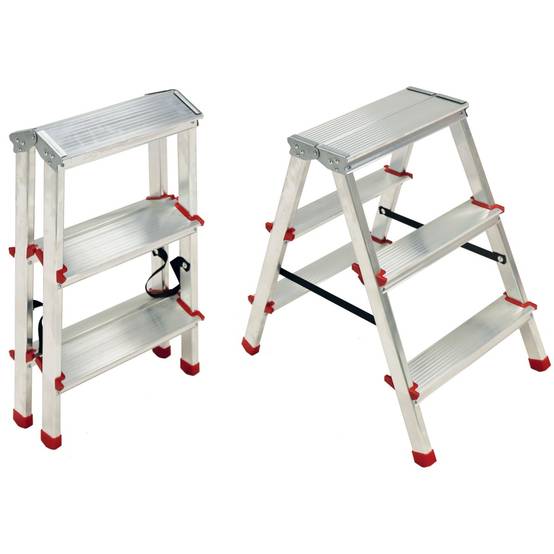 Escabeau 3 marches Marche-pied Aluminium Charge 125 kg Pliable Pieds anti-dérapants BRIXO - Image 7