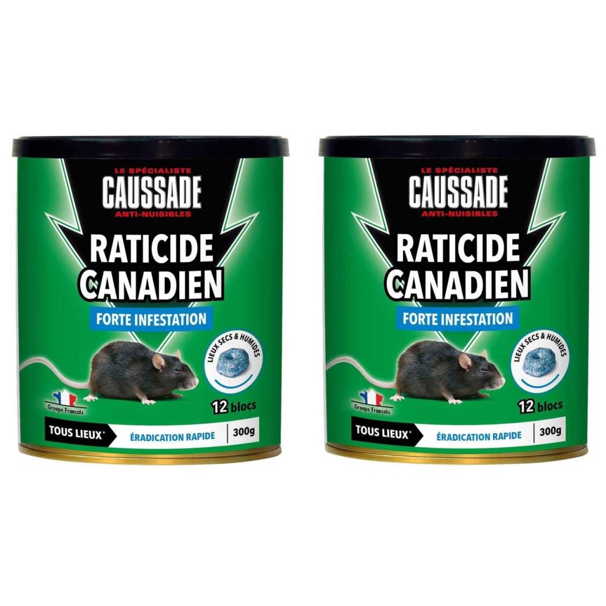 Multitanks - Lot de 2 Raticide Canadien Caussade - 600 g, 24 blocs - Flocoumafène - Image 1
