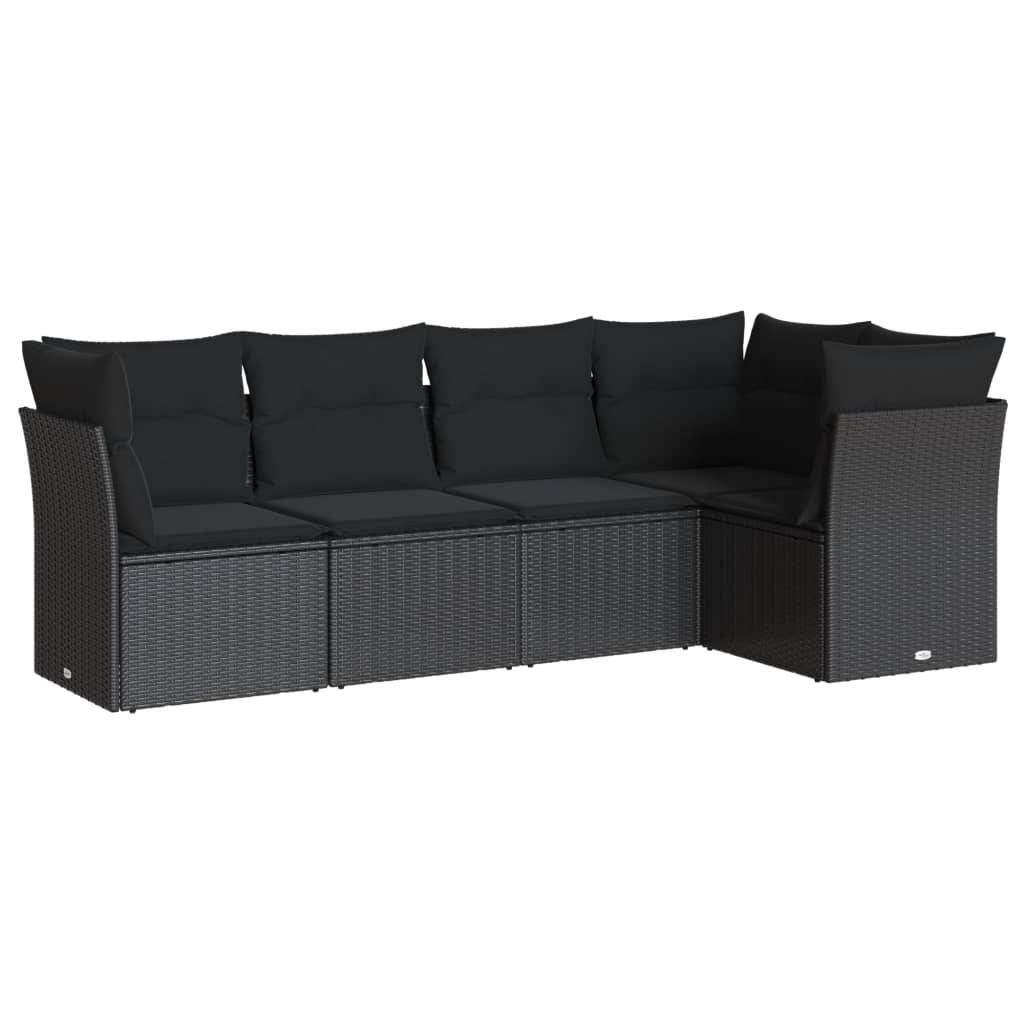 ComfortXL - Canapé de jardin d'angle 5 places résine tressée modulable pour balcon et terrasse Noir - ComfortXL Outdoor Living - Image 2