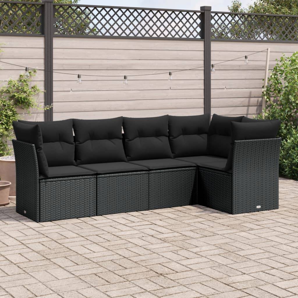 ComfortXL - Canapé de jardin d'angle 5 places résine tressée modulable pour balcon et terrasse Noir - ComfortXL Outdoor Living - Image 1