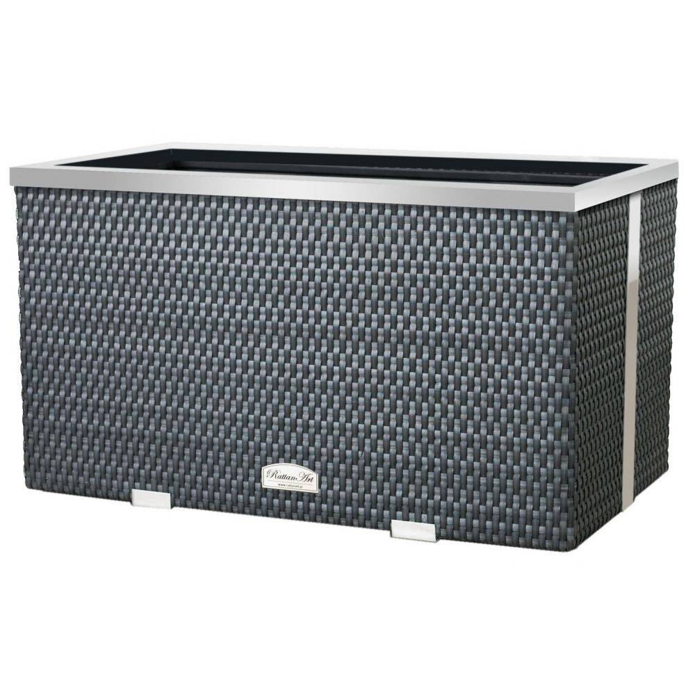 Rattan Art - Jardinière en résine tressée avec cadre en aluminium 70 x 38 x 40 cm - Image 3