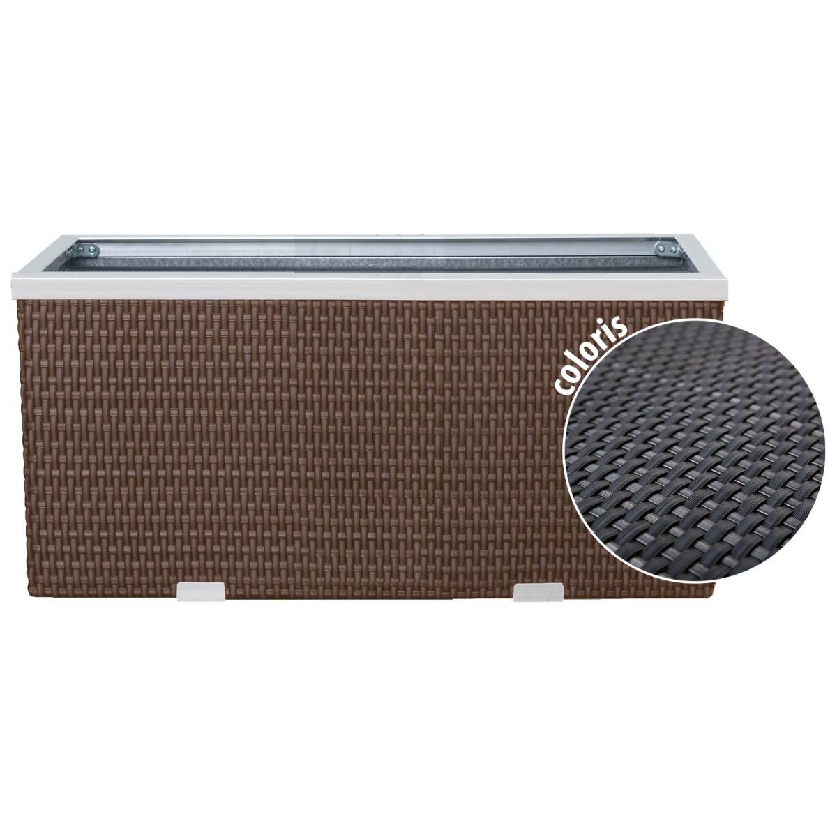 Rattan Art - Jardinière en résine tressée avec cadre en aluminium 70 x 38 x 40 cm - Image 1