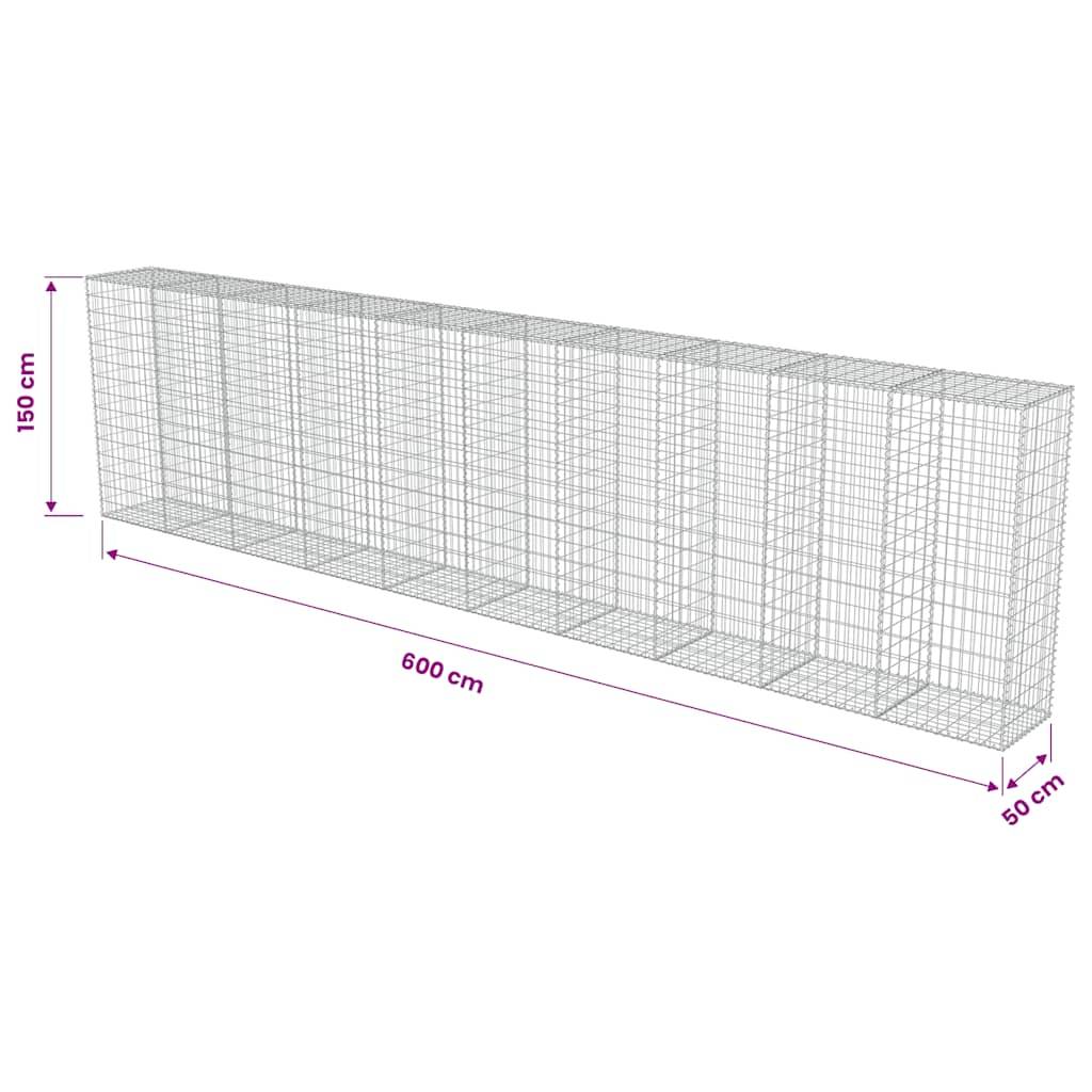 PANGIVO - Mur à gabion avec couvercles Acier galvanisé Argenté 600 x 50 x 150 cm - PANGIVO - Image 7