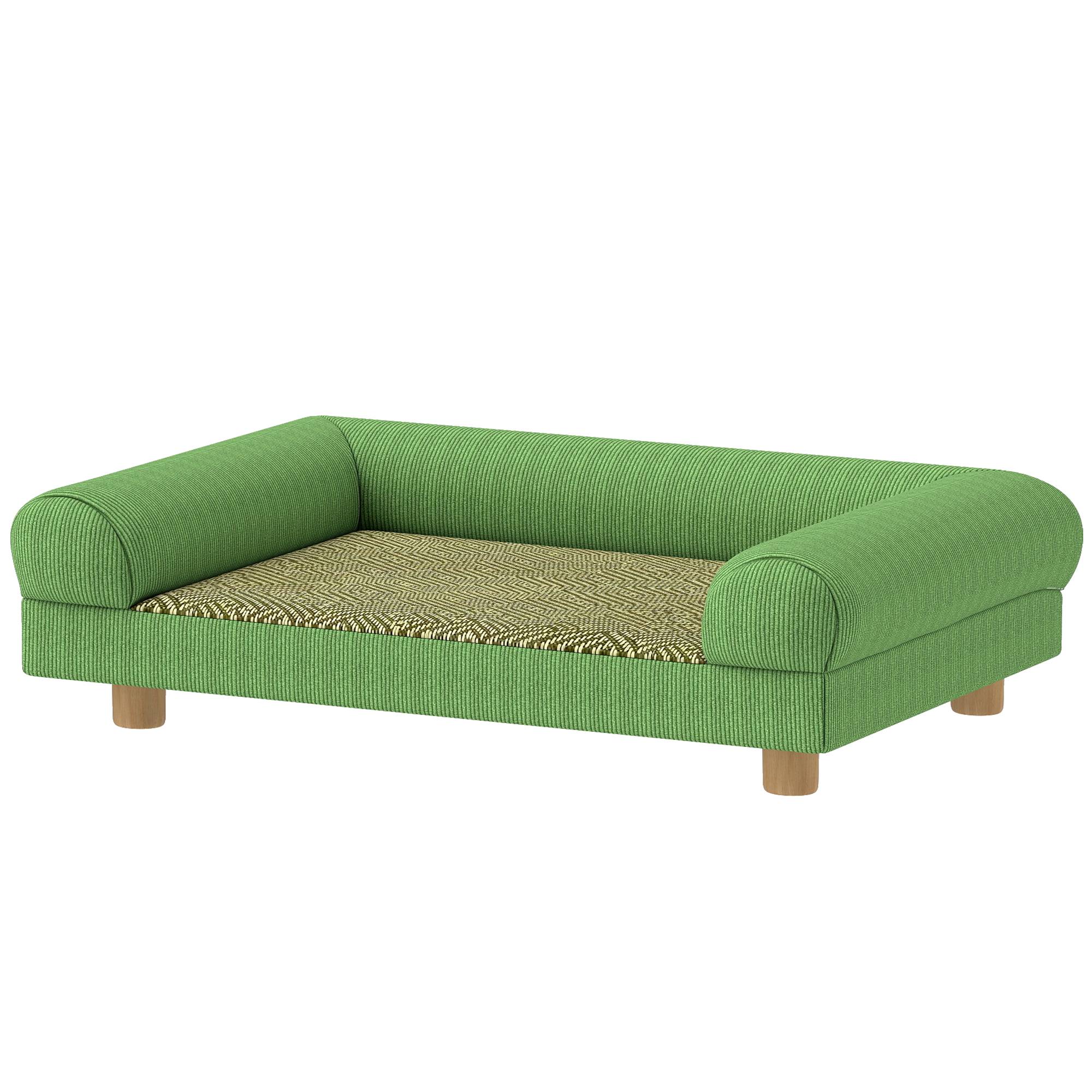 Sans Marque - Canapé pour chien chat lit pour chien surélevé, assise de tapis frais, accoudoirs, en velours doux 63 x 41 x 17 cm, vert - Image 2