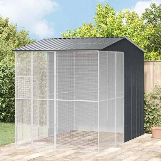 Volière Spacieuse Acier Galvanisé 215x310cm Anthracite - ComfortXL Outdoor Living - Image 1