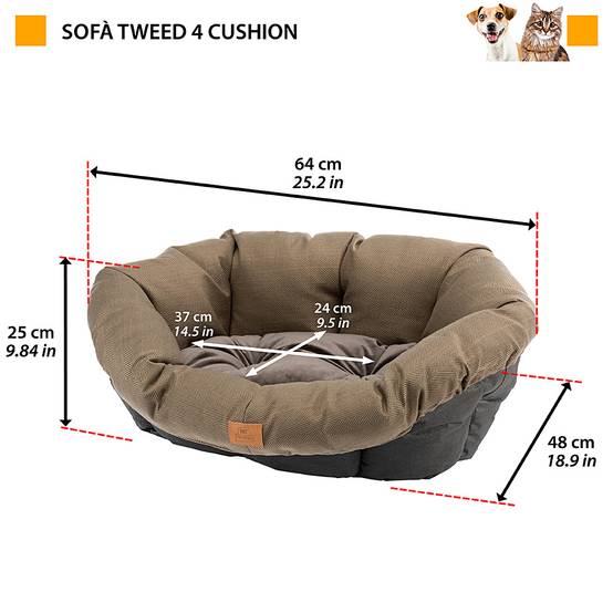 Ferplast - Ferplast Coussin pour Panier Chien et Chat SOFA' TWEED 4, Matelas Rembourré pour Lit pour Chien et Chat d'intérieur, Remplacement pour Corbeille en - Image 2