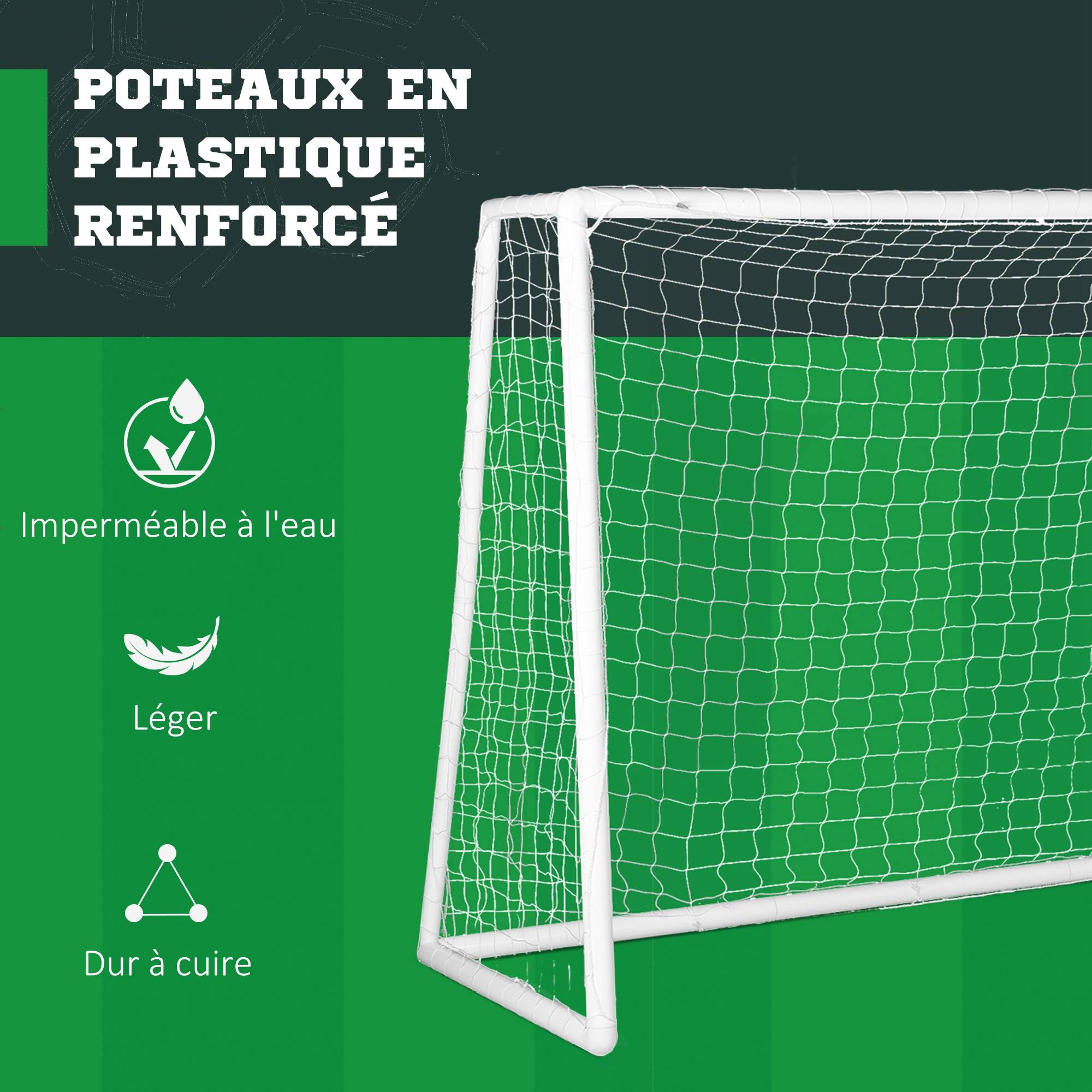 Sportnow - But de football cage de foot - dim. 3L x 1,2l x 2H m - PVC blanc - SPORTNOW - Image 5