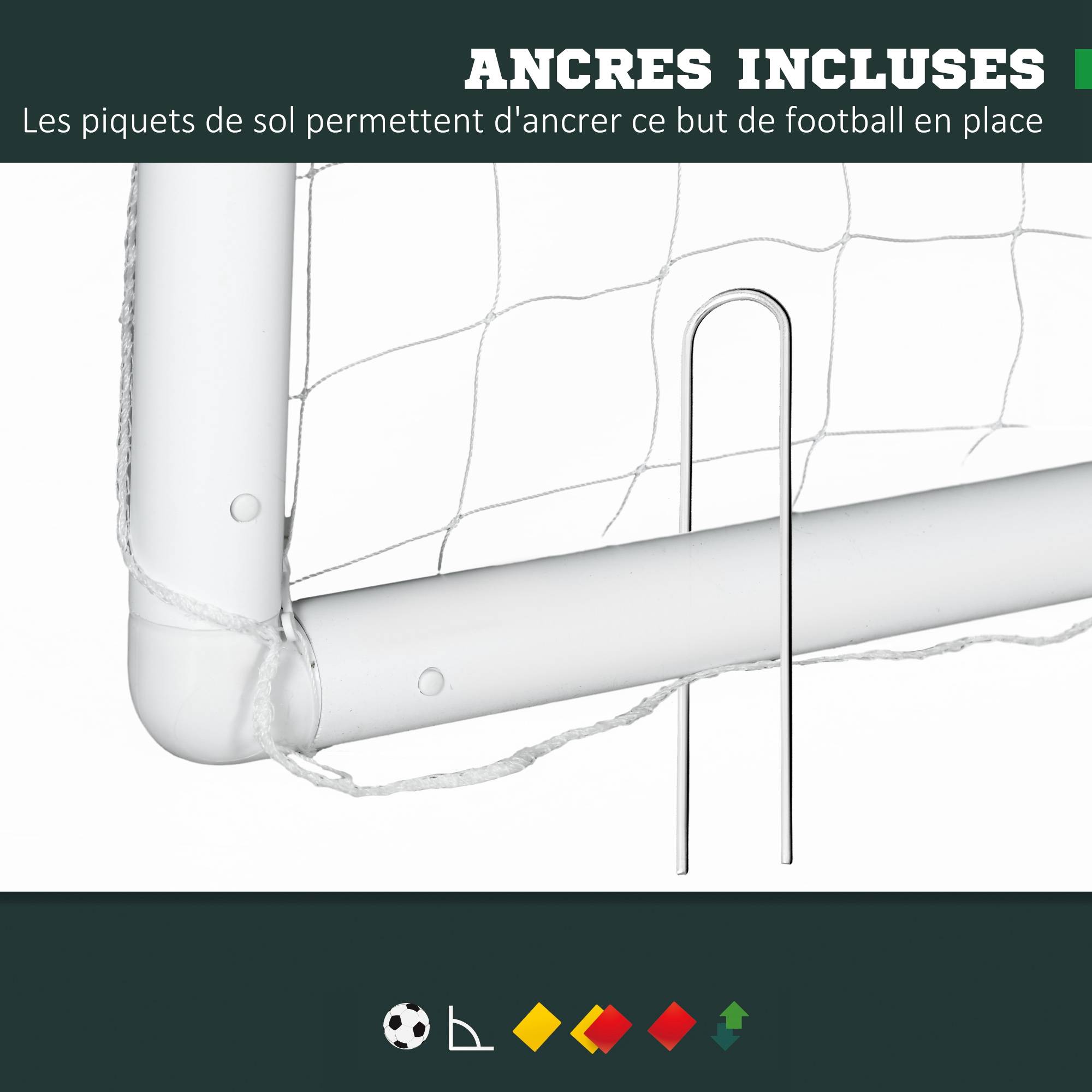 Sportnow - But de football cage de foot - dim. 3L x 1,2l x 2H m - PVC blanc - SPORTNOW - Image 6