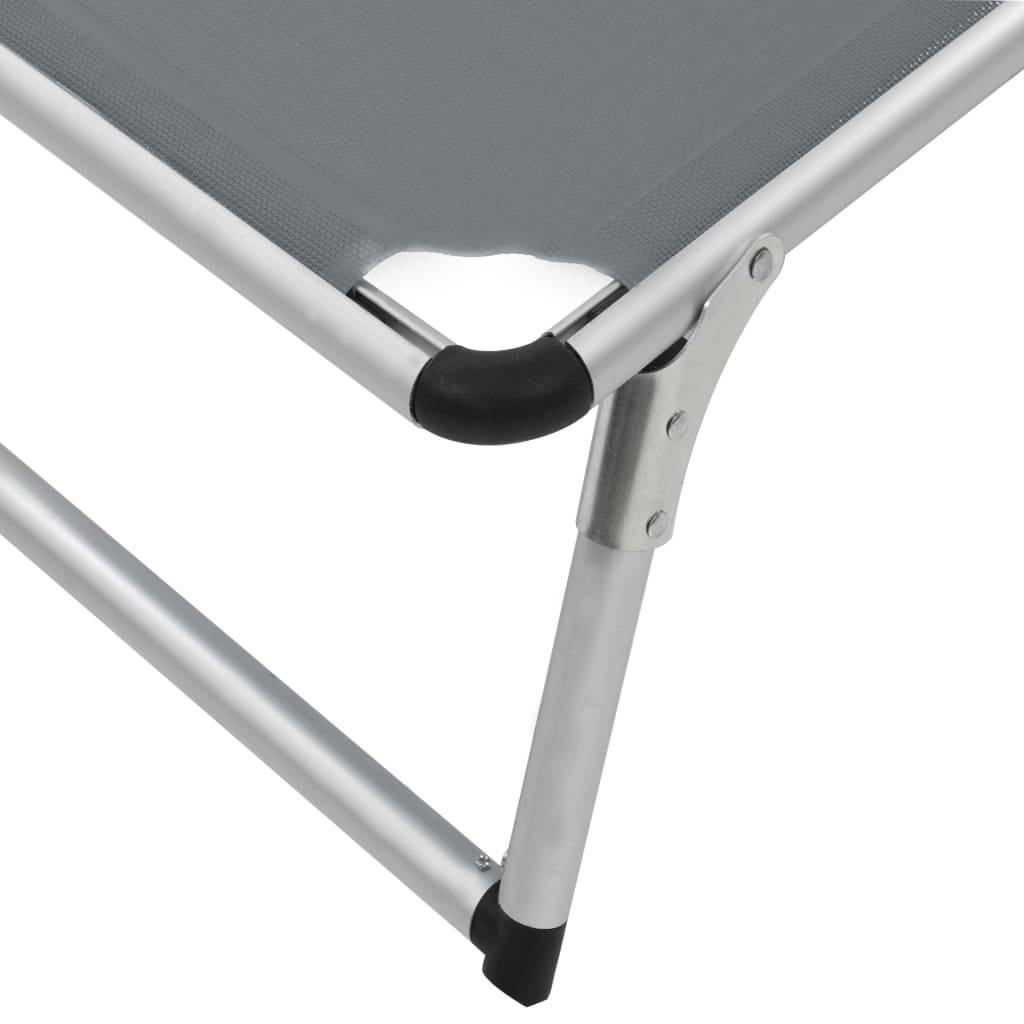 Helloshop26 - Chaises longues pliables et toit 2 pièces aluminium textilène gris - Image 8
