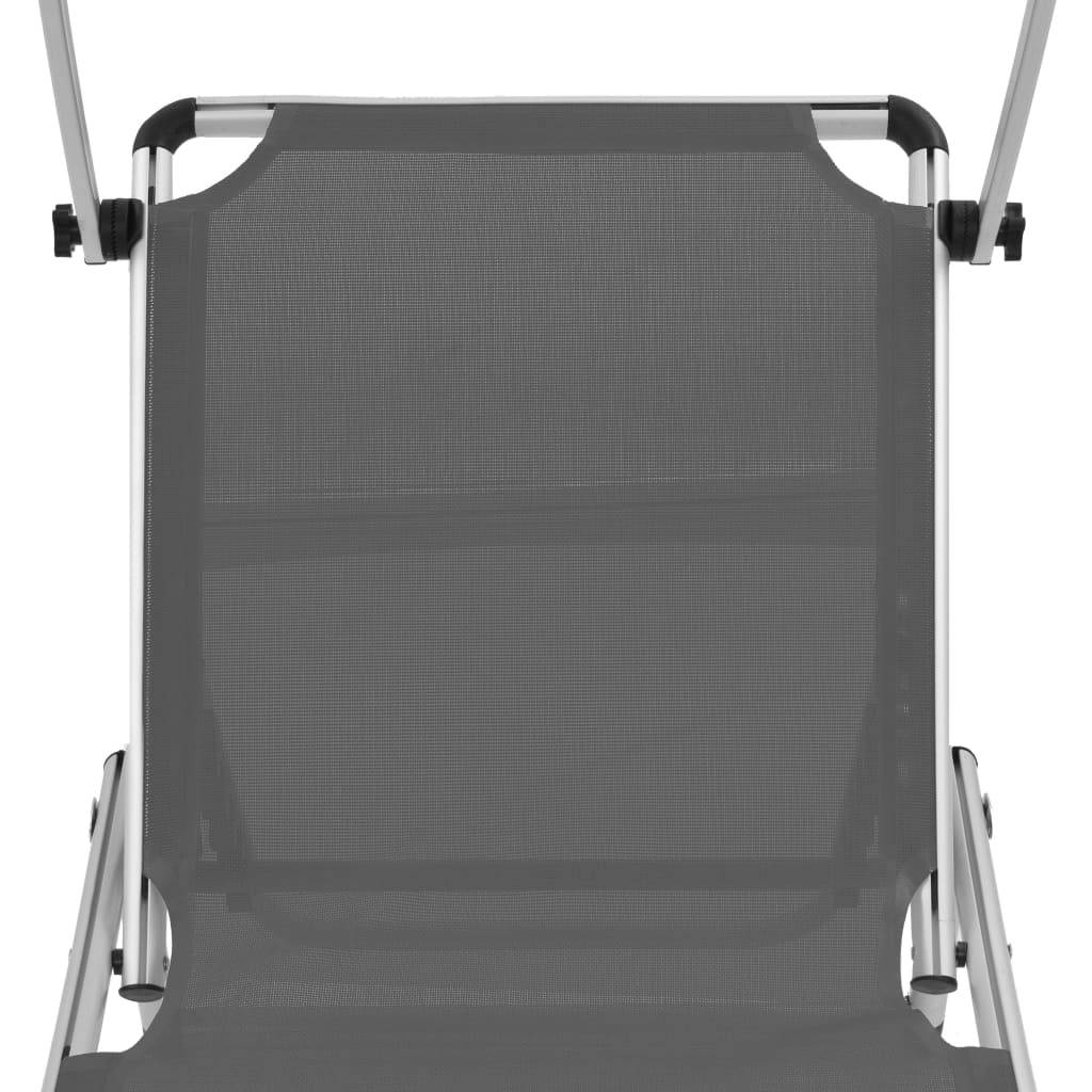 Helloshop26 - Chaises longues pliables et toit 2 pièces aluminium textilène gris - Image 7