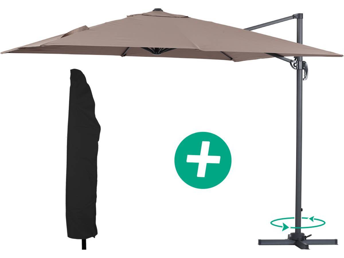 Habitat Et Jardin - Parasol Jardin Déporté Alu "sun 3" - Carré - 3 X 3 M - Taupe + Housse De Protection -habitat Et Jardin - Image 1