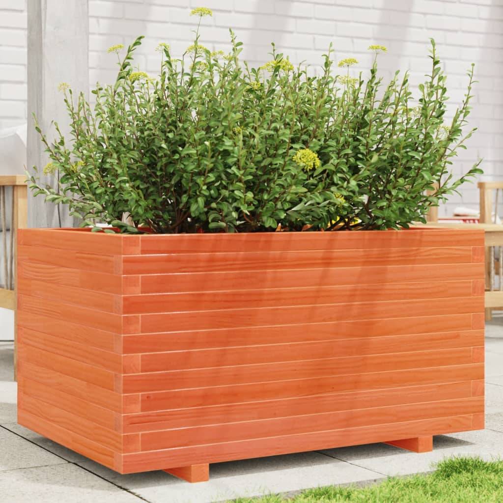 Jardinière bois de pin massif cire marron 90 x 60 x 49,5 cm - PANGIVO - Image 1