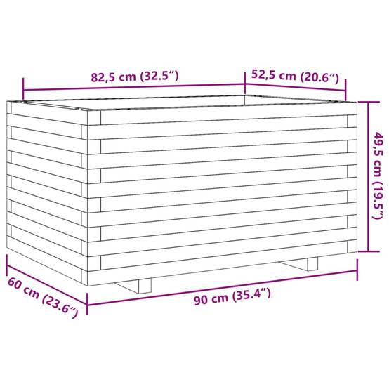 Jardinière bois de pin massif cire marron 90 x 60 x 49,5 cm - PANGIVO - Image 10