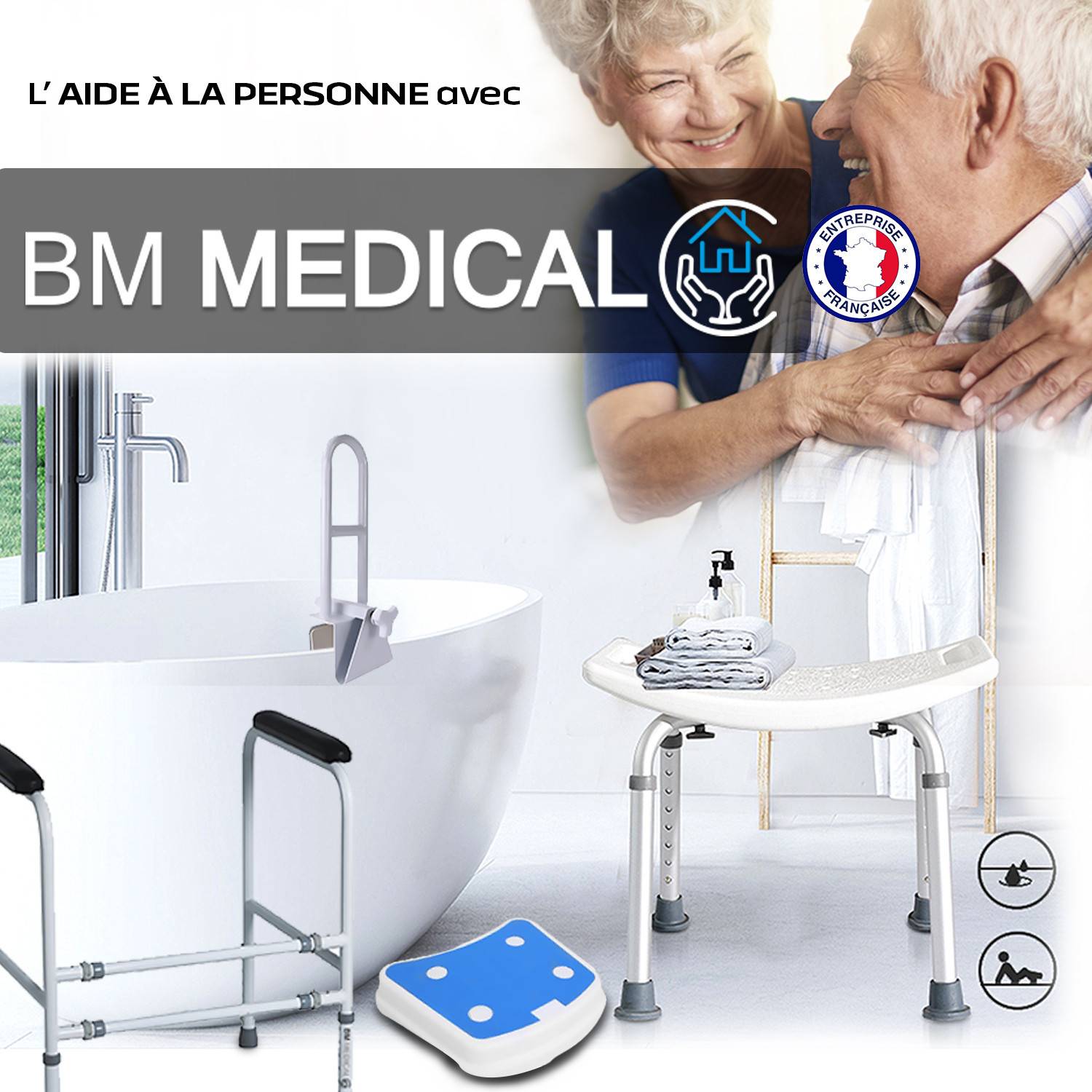 Escabeau avec main courante BM Médical ESC-5-MC-RENFORT, 5 marches - Échelle multi-usage Intérieur/Extérieur, avec renfort - Image 6