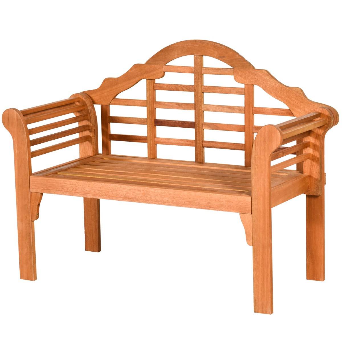 Helloshop26 - Banc de jardin pliable en bois d’eucalyptus 2 places 123 x 54 x 96 cm banquette de jardin extérieure pour terrasse cour balcon bois beige - Image 1