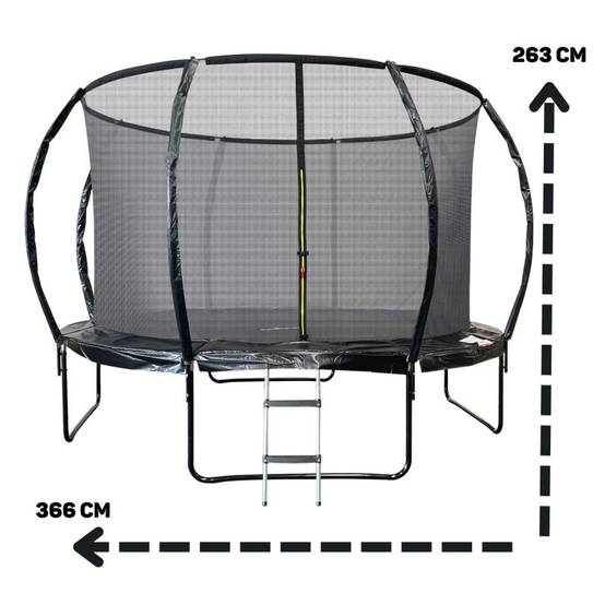Trampoline 12Ft ø 366 cm noire avec Echelle, Protection et Filet de sécurité JUMP4FUN - Image 4