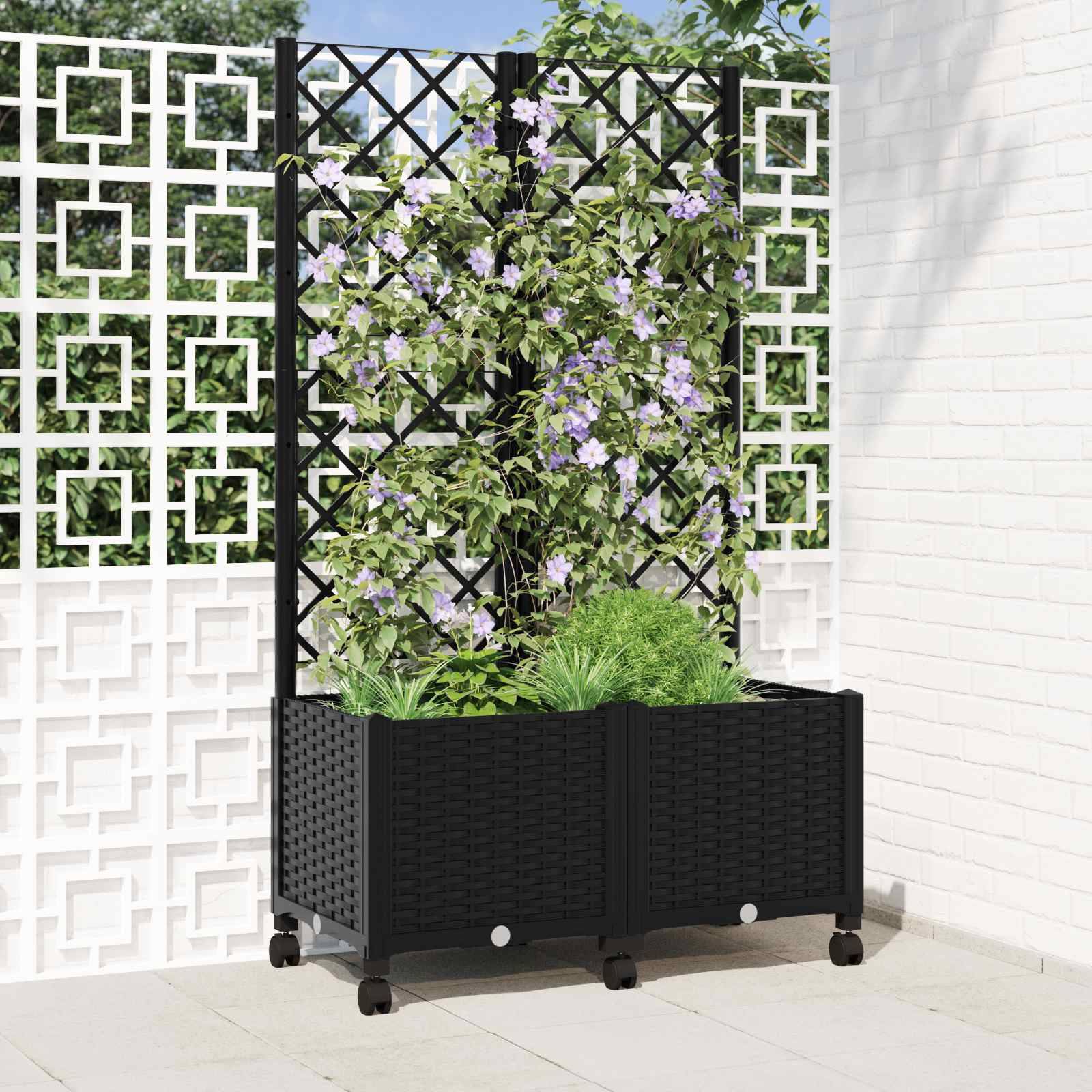 Bac à fleurs polypropylène noir 80 x 40 x 146 cm - PANGIVO - Image 1