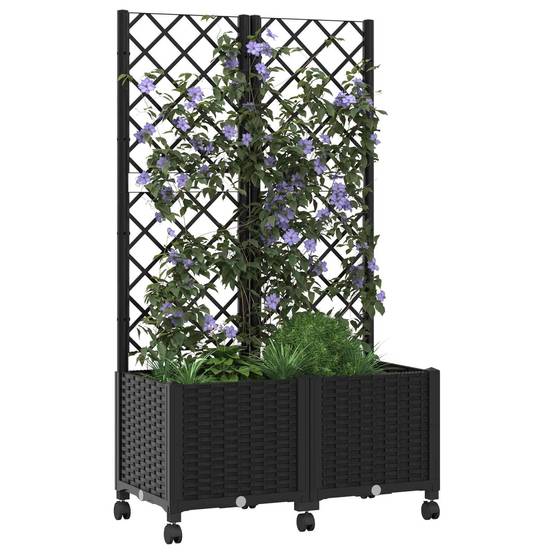 Bac à fleurs polypropylène noir 80 x 40 x 146 cm - PANGIVO - Image 3