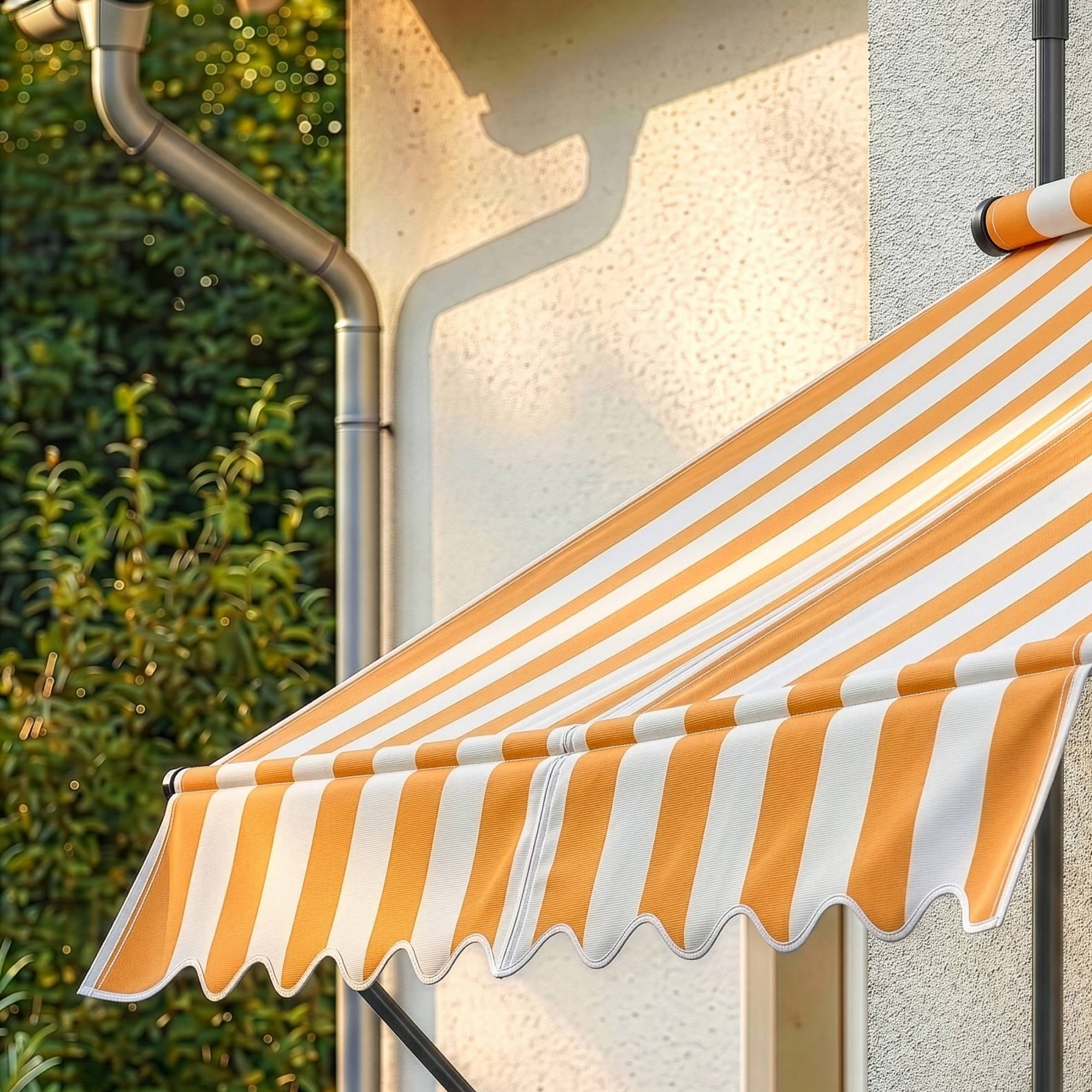 Pro.Tec - Store Banne Téléscopique Acier Polyester 250 x 120 x 220-309 cm Jaune Blanc [pro.tec] - Image 5
