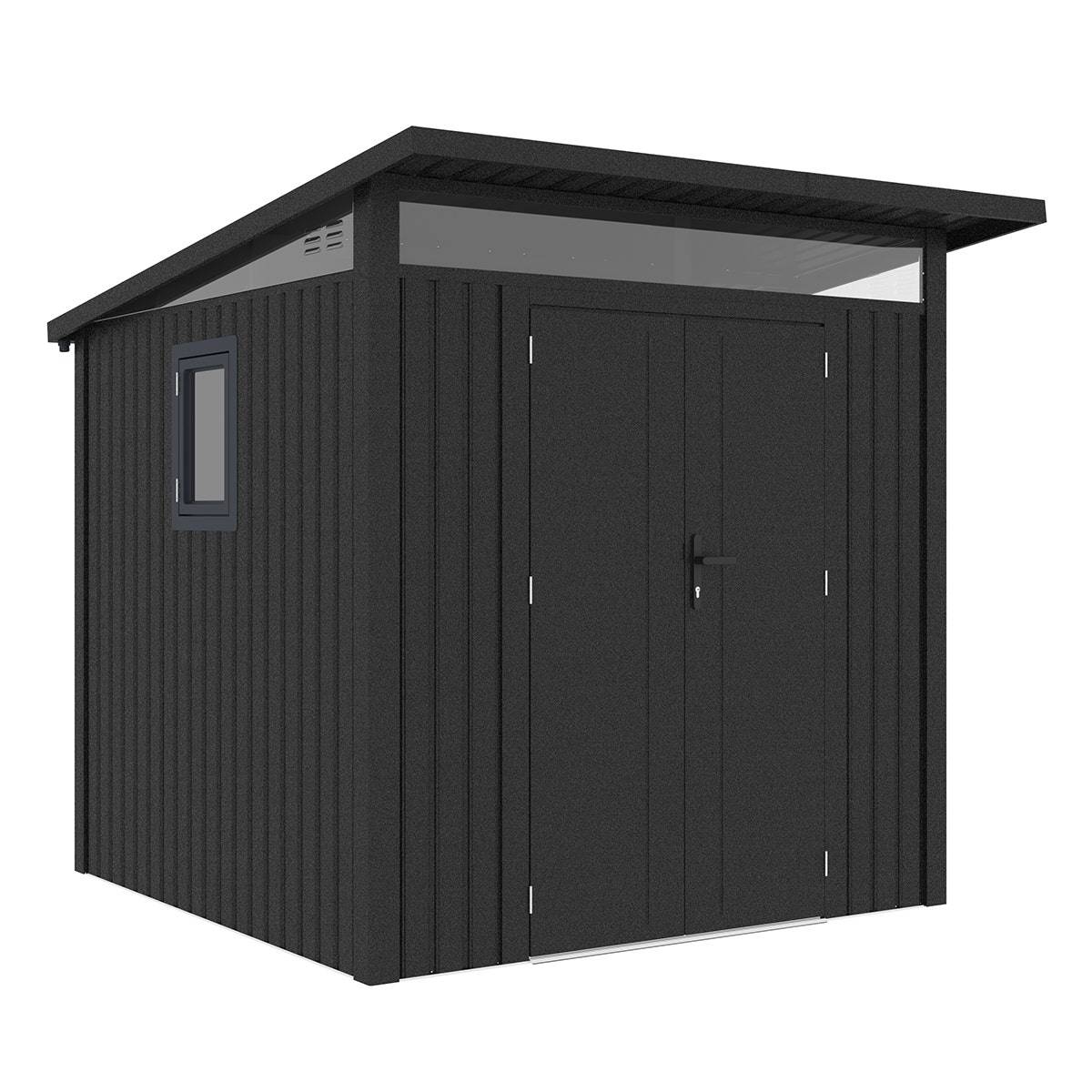 Abri de jardin moderne 4.37m2 Gris Anthracite monopente en acier galvanisé - Image 6