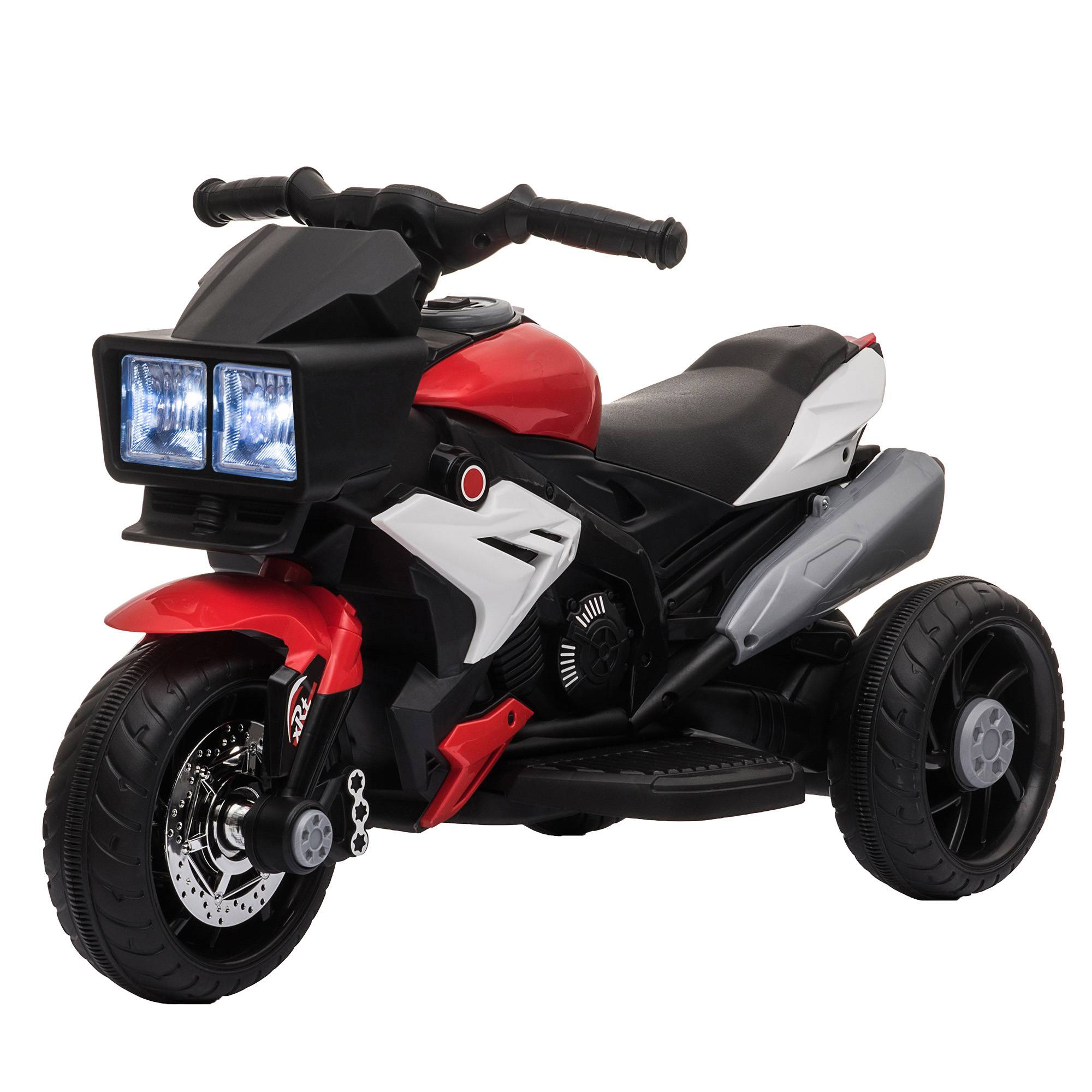 Sans Marque - Moto électrique enfants 3-5 ans max 25 kg 3 roues lumières sons batterie 6V rouge 86x42x52 cm - Image 2
